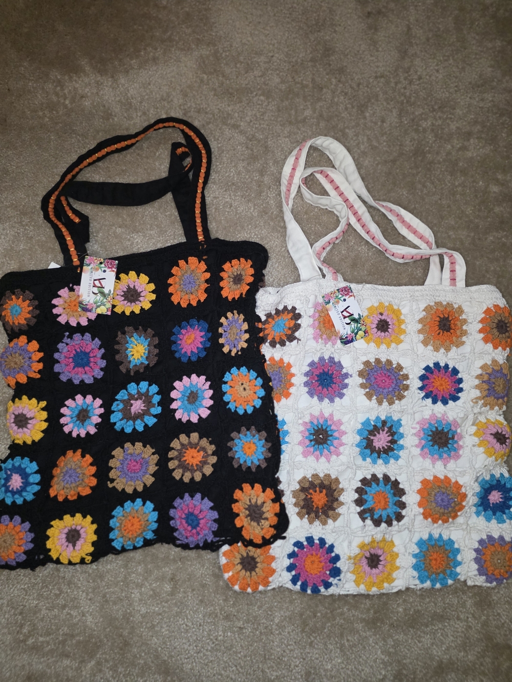 Vera BRADLEY limited Edition  Crochet Floral Tote Bag - Black and White Options
